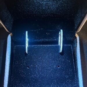 Ferko’s | 14k White Gold Paperclip Rectangle Hoop Earrings | Diamond Earrings